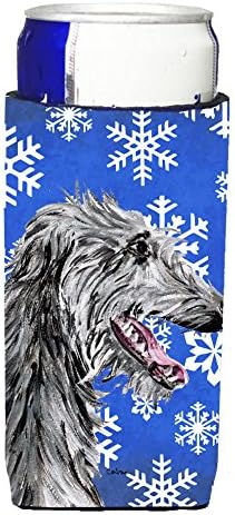 Carolin's Treasures SC9789MUK Scottish Deerhound Winter Snowflakes Ултра-Обнималка за тънки кутии, Ръкав за охлаждане на Консерви, Може да се Пере в машина, Ръкав за обнимания напитки, Сгъваема Из