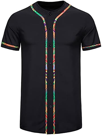 WENKOMG1 Свободни Мъжки Ризи с къс ръкав, Ризи с Африканските Принтом, Пролетно-Летни Тениски, Hoody с кръгло деколте, Потник L0323
