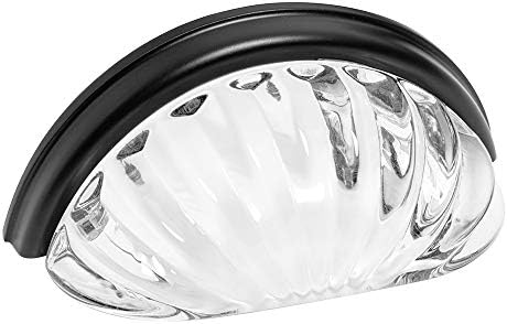 Cosmas 10 Pack 6381FB-C Плосък Черен, с Прибиращ се чаша от Прозрачно стъкло за кабинет - Дупка с диаметър 3 инча (76 мм) В центъра