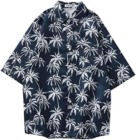 Летни Мъжки Ежедневни Ризи Стилни Мъжки Ризи С Флорални Принтом Памук, Копчета За Тропическа Почивка На Брега На Морето С Къс Ръкав