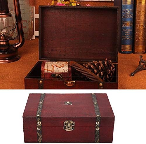 Дървена Кутия За съхранение на Бижута Дървена Ковчег със Съкровища Ретро Контейнер За Съхранение на Бижута Начало Декор Подарък Калъф Дървена Скривалище Домашна ?