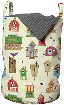 Чанта за дрехи Ambesonne Къщичка за птици, Дървени Къщички за Птичи гнезда от различни видове, Направени от