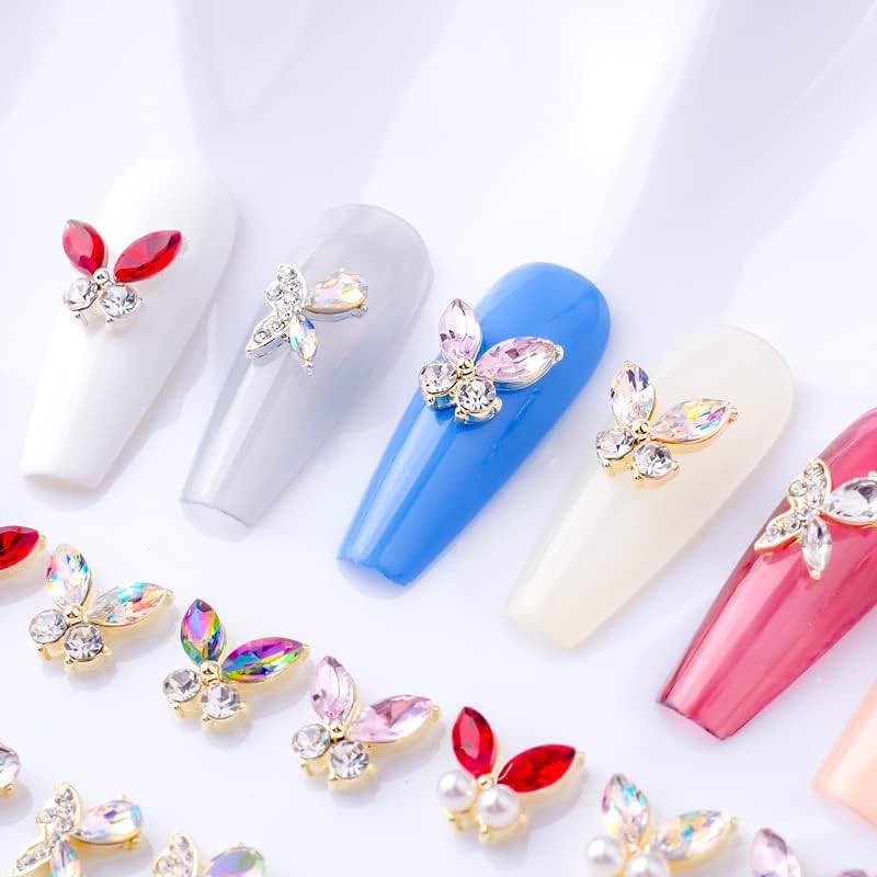 22 Бр 3D Окачване за Дизайн на ноктите под формата на пеперуди, Кристали за Дизайн на Ноктите, Скъпоценни Камъни