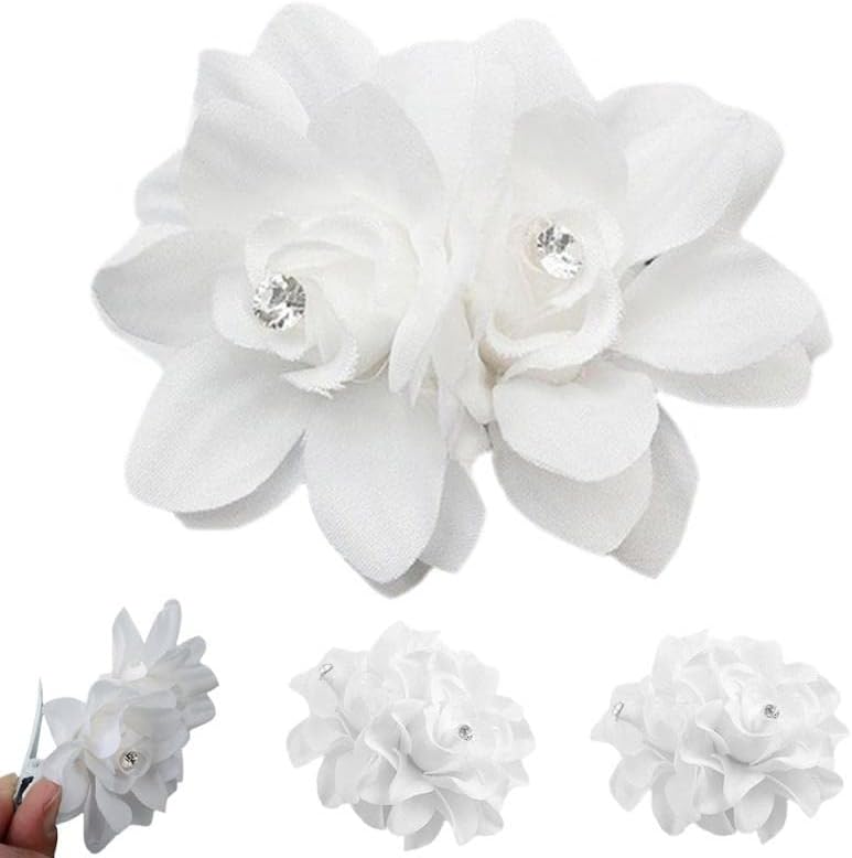 SDFGH 1 бр., шнола за коса във формата на кристално цвете, бяла шнола с флорални мотиви, сватбена Украса за