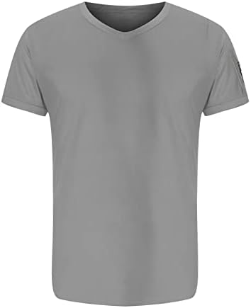 Мъжки Тениски с V образно деколте 2023, Летни Блузи, Приталенные Тениски За Фитнес С Къс Ръкав, Обикновена Ежедневни