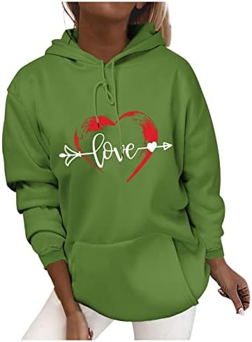 Тениска с изображение на Сърцето и Пронзительной Стрели в Свети Валентин, за Дамски Модни Блузи, Блузи с Дълги ръкави на съвсем малък и Джоб