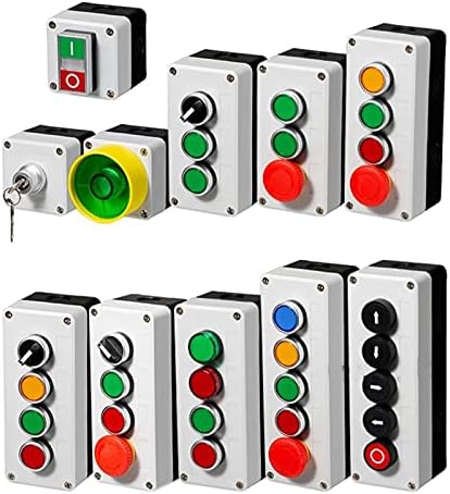 Кутия за управление кнопочным ключа AMSH Ръчно бутон самостоятелно Водоустойчива Кутия Промишлен Електрически прекъсвач за Аварийно спиране (Цвят: 5 дупки)