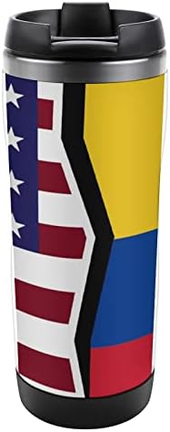 Пътна Чаша с американски и Колумбийски Флаг, Чашата за Кафе с Вакуумна Изолация от Неръждаема Стомана с капак 13 грама / 380 мл