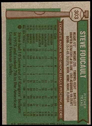 1976 Topps # 303 Стив Фуко Тексас Рейнджърс (бейзболна картичка) Ню Йорк/ Mount Рейнджърс