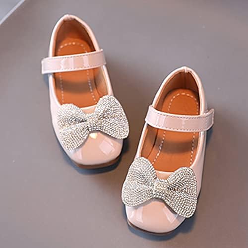 Обувки за малки момичета, нескользящие Меки обувки Мери Джейн, Обувки Принцеса с цветовете на ниски токчета, вечерни учебни обувки (Розово, 4,5-5 години)