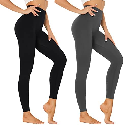 Дамски Гамаши с висока талия в опаковка-Черни Меки Активни Спортни Панталони за Йога с контрол на корема и Висока
