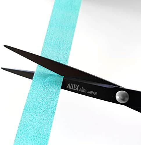 ALLEX Малки Черни Ножици за офис 5,5 [С незалепващо покритие], Гъвкави Тънки Нископрофилни ножици, Произведено
