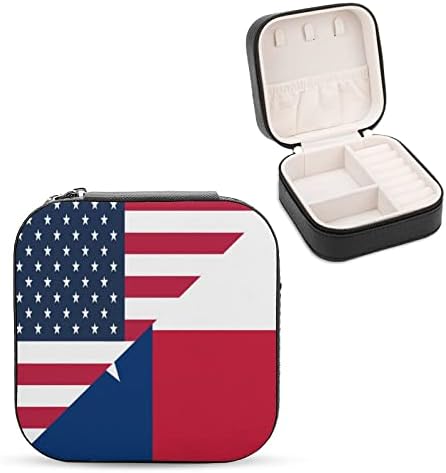 Кутии за Бижута с Флага щати на Америка и Тексас, Изкуствена Кожа, Портативен Дисплей, Кутия За Съхранение,