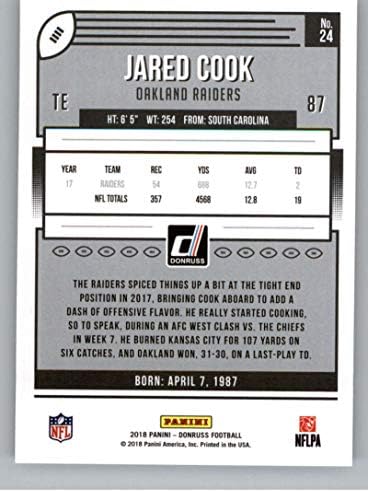 2018 Donruss Football #24 Джаред Кук Окланд Рейдерс Официалната Търговска картичка NFL