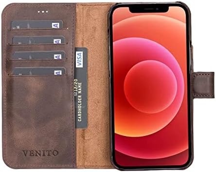 Кожен калъф-портфейл Venito Florence за телефон, съвместим с iPhone 13 Pro (6,1 инча) - Допълнителна защита