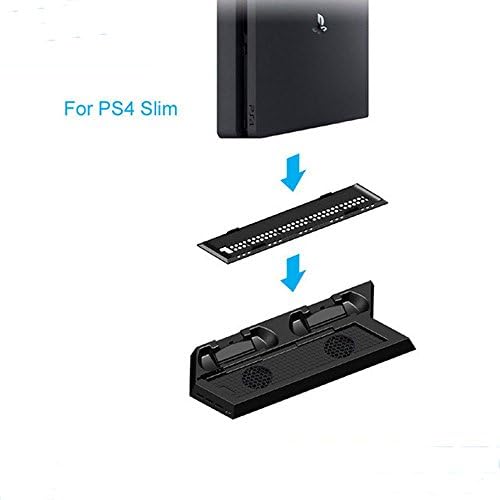Мултифункционална поставка за зареждане Microware PS4 и PS4 Slim с охлаждащ вентилатор, USB възел на 3 порта.