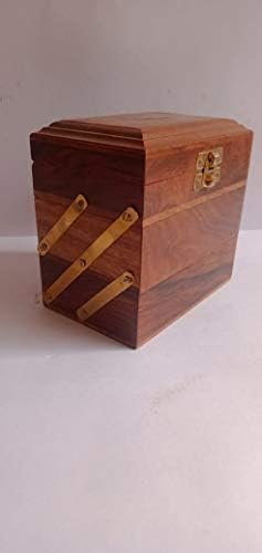 3 Сгъваеми Дървени Кутии за бижута, Ръчно изработени от Манго за Бижута за Жени, Органайзер за Бижута, Подаръчни