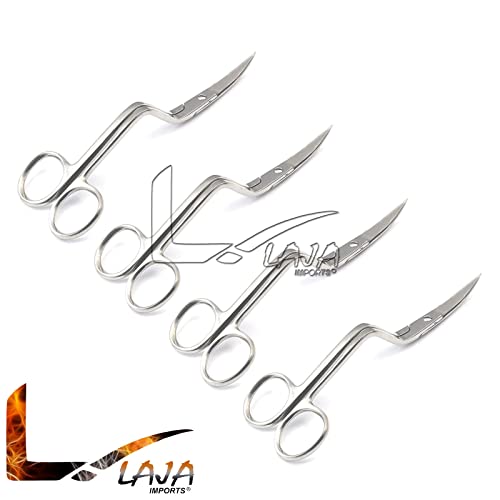 LAJA Внася 6-инчов ножици за бродиране с извита дръжка, идеални за машинна бродерия (4 броя в опаковка))
