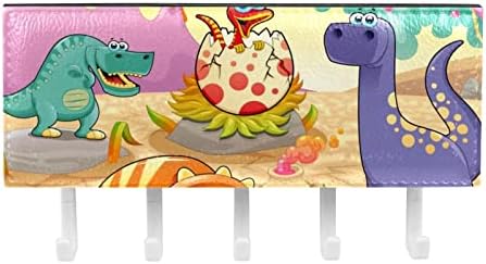Цветни лепящи куки LAIYUHUA с 5 куки и 1383 отделения за съхранение, идеални за вашата антре, кухня, спалня с анимационни динозавром