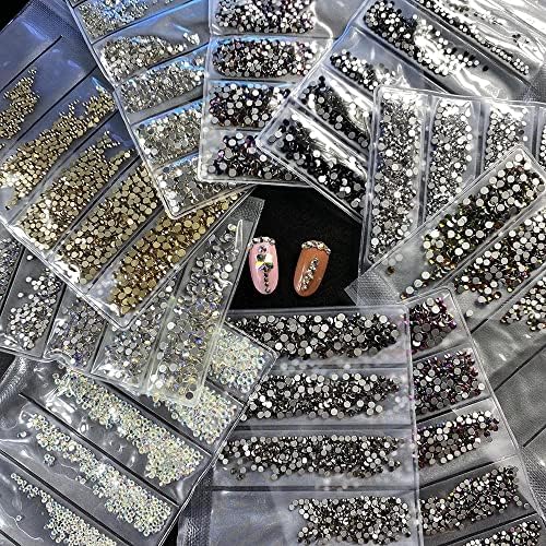 Нокти от кристално стъкло с фиксирана облегалка, Кристали, Смесени размери, Камъни за декорация на нокти в стил