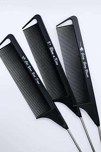 Гребени от въглеродни плъхове опашки за фризьори | инструмент за чесане и пробора коса | easy | professional