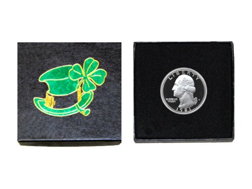 Моята щастливата монета – Добрия четвертак 1981 година на издаване – Състояние със скъпоценни камъни – В кутия за подарък Ирландският късмет
