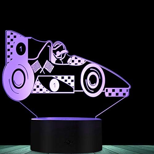 Jinnwell 3D Състезателна Кола, Камион Нощно Лампа Илюзия 7 Цвята Смяна на Сензорен Прекъсвач Тенис на Маса,