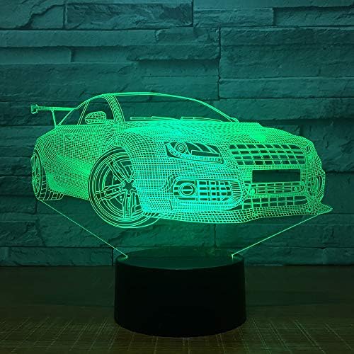Jinnwell 3D Състезателни коли Нощно Лампа Илюзия 7 Цвята което променя Сензорен Прекъсвач Тенис на Украсата