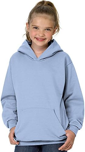 Качулка пуловера Hanes Youth 7,8 унция ComfortBlend EcoSmart 50/50, XL, Светло синьо