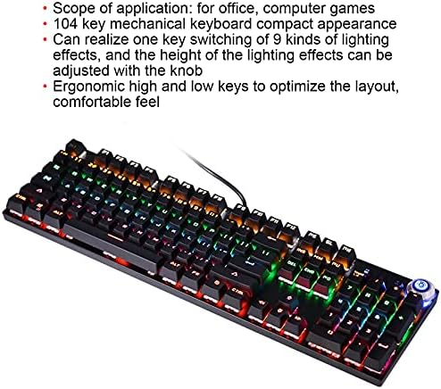 Ръчна Детска Клавиатура, Проводна USB Клавиатура с подсветка RGB, 104 Клавиша, Детска Кабелна Компютърна Клавиатура,