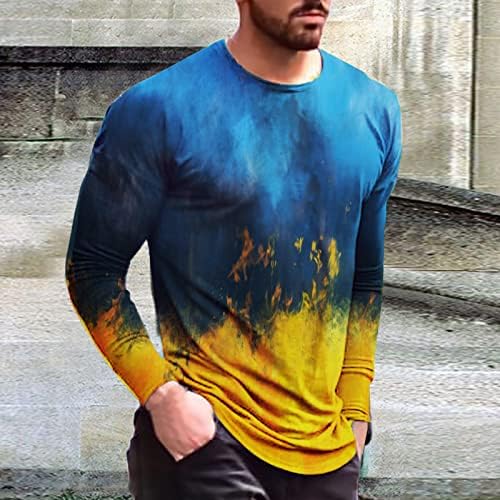 XXBR Мъжки Реколта Тениски С дълъг Ръкав Улични 3D Цифрови Художествени Тениски С Графичен Принтом, Потници,