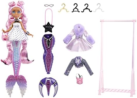 Модна кукла MERMAZE MERMAIDZ™ Morra™, адаптивни, с опашки Mix & Match, перки за промяна на цвят и грим, неочакван