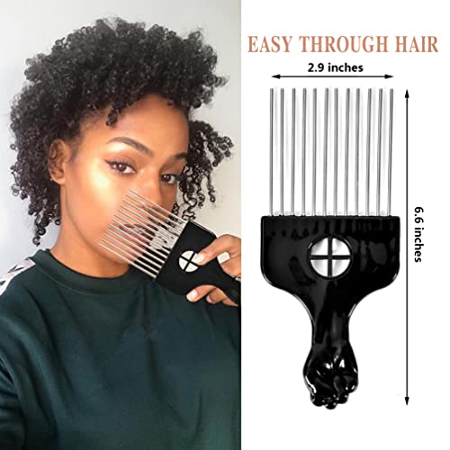 2 Опаковки Метални Пръчки за коса в стил Афро, четка за коса за Къдрава Коса в стил Афро, Пръчки за Коса в стил