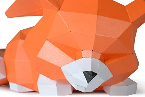 Комплект за работи от хартия Двойка спящи лисичек, предварително изрязани 3D изделия от хартия за украса, Творчески