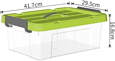 Пластмасова кутия за съхранение на Cetomo 15Л *3, Мъкна, Прозрачен контейнер за съхранение с трайна зелена капачка и надеждни защелкивающимися катарами, Штабелируемый ?