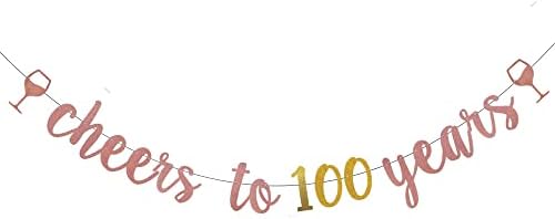 WEIANDBO ви Поздравява по случай 100-Годишнината Банер с Пайети от Розово Злато, Предварително Натянутый, Украса