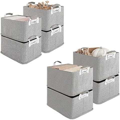 LoforHoney Home Пакет - Кутии за съхранение с метални рамки, Бежово, 4 опаковки, Xlarge & Jumbo
