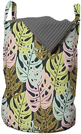 Цветна чанта за дрехи Ambesonne, с Екзотичен модел под формата на тропически листа и натурални рисунки Чудовища,