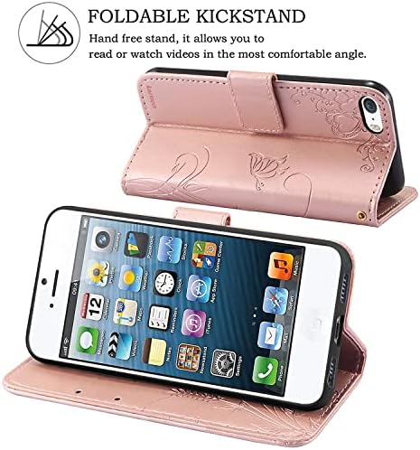 Чанта-портфейл от естествена кожа, калъф за телефон за iPhone 5/iPhone 5S, с отделения за карти с RFID заключване
