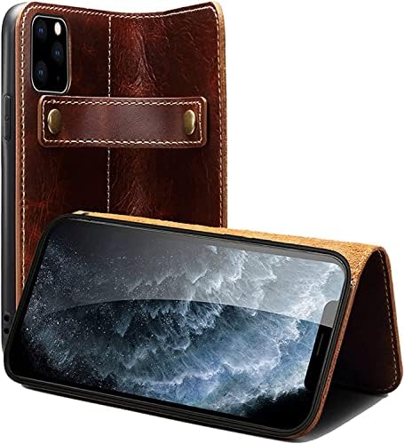 Калъф ANKANG за iPhone 13/13 Mini/Pro 13/13 Pro Max, устойчив на удари калъф от естествена кожа, чанта-портфейл