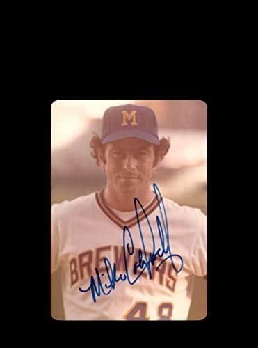 Майк Колдуел Подписа на Оригиналната снимка на 1970-те години 4x5 Snaphot Milwaukee Brewers