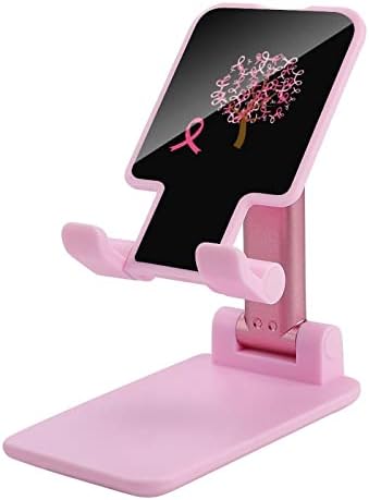 Розови Панделки на Осведомеността Дърво Поставка за Мобилен телефон за Маса Сгъваема Притежателя на Телефона