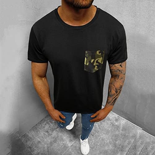 Мъжки t-shirt Raglan с Контрастни Камуфляжным Принтом, кръгло деколте и Къс ръкав, Тениска Свободно, Намаляване,