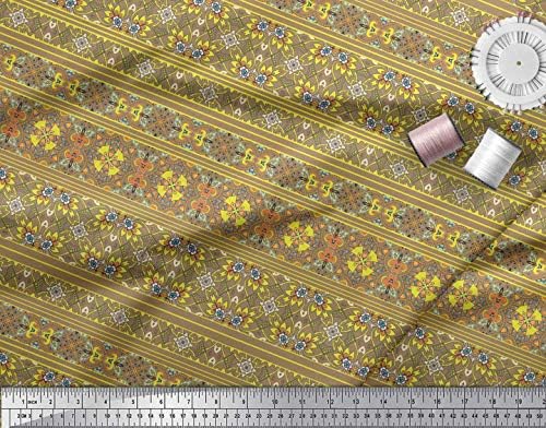 Тъкани от памук джърси Soimoi райе и марокански декор под формата на калейдоскоп, кърпа с принтом ширина 58