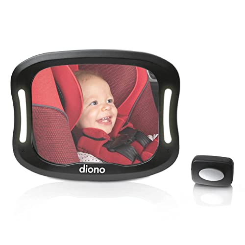 Детско Автомобилно огледало Diono Easy View XXL с много широк преглед, Безопасно Огледало за детски седалки за кола за обратно виждане със завъртане на 360 градуса, led лека но