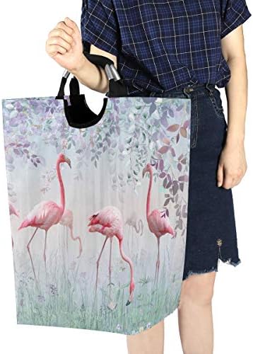 ALAZA Розово Цвете, Фламинго, Голяма Чанта за дрехи с цветен Модел, Сгъваема, с Дръжка, Водоустойчив Здрава