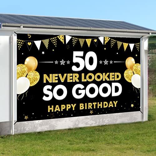 Забавни Декорации за Банери на 50-ия рожден Ден за мъже и Жени, на Черното Злато е С 50-ти Рожден Ден, Никога