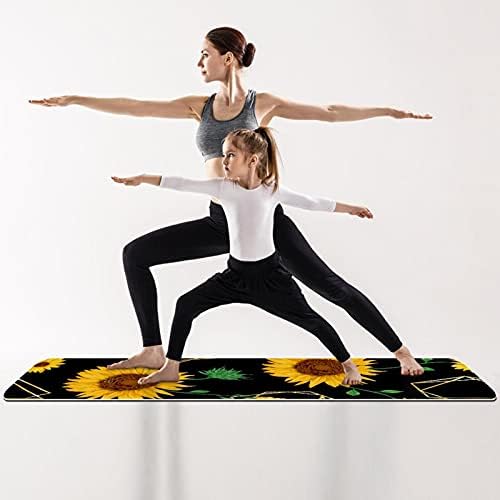 Килимче за йога с дебелина 6 мм, с флорални принтом Слънчогледи, Екологично Чисти Постелки за упражнения от