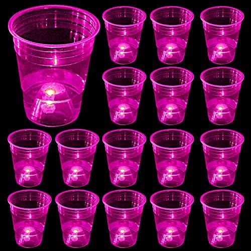Комплект чаши Unbrands (Розово), Светещи в тъмното, за веселите партита, 24 Светещи Чаши, Сватбени Домашни партита,