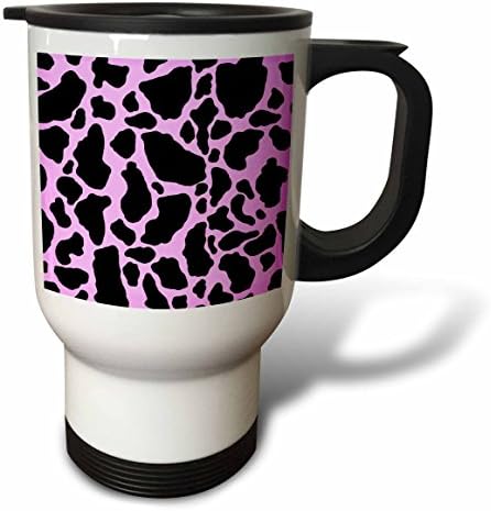 Пътна чаша 3dRose с розово-бели, шарени Крави, 14 грама, Многоцветен